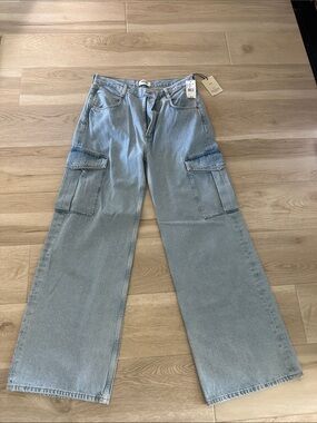 Agolde Pale Blue Wide-Leg Cargo Jeans